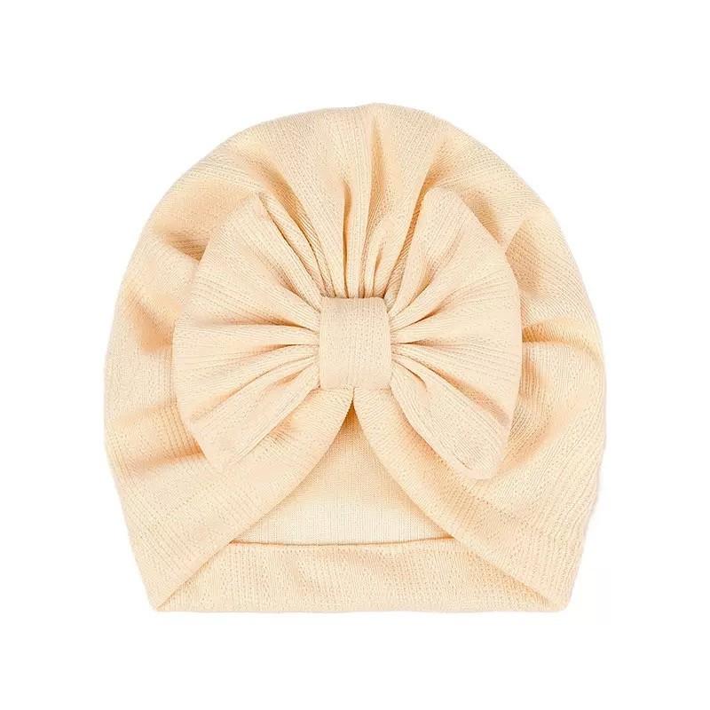 Spring Autumn Embroidered Headband Cap with Bow Decor, Suitable for 1-12 Months Baby Girls Boys, Knitted Hand Sewn Elastic Fabric
