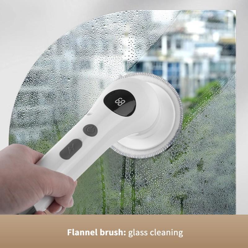 Multifunctional Electric Rotating Cleaning Brush, Wireless Bathtub and Tile Cleaner, LED Display Shower Brush, 2 Speeds, 7 Replaceable Heads