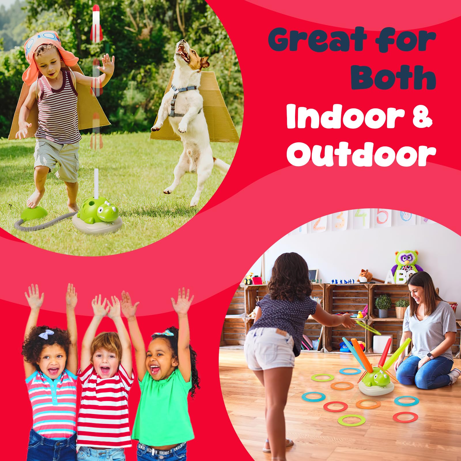 Edulok 3-in-1 Remote Control Dinosaur Play Set - Musical Bouncing Game with Ring Toss & Rocket Launcher, Perfect for Thanksgiving Family Fun, Indoor/Outdoor Active Play for Ages 3+ Edulok 3-in-1 Remote Control Dinosaur Play Set - Musical Bouncing Game with Ring Toss & Rocket Launcher, Perfect for Thanksgiving Family Fun, Indoor/Outdoor Active Play for Ages 3+