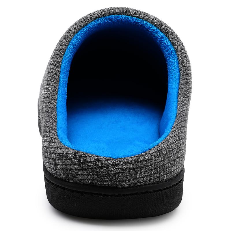 Unisex Gray & Blue Two-Tone Memory Foam Slippers with Durable Rubber Sole for Indoor & Outdoor Use Stylish Walking Footwear Comfortable House Slippers for Men & Women - Dance