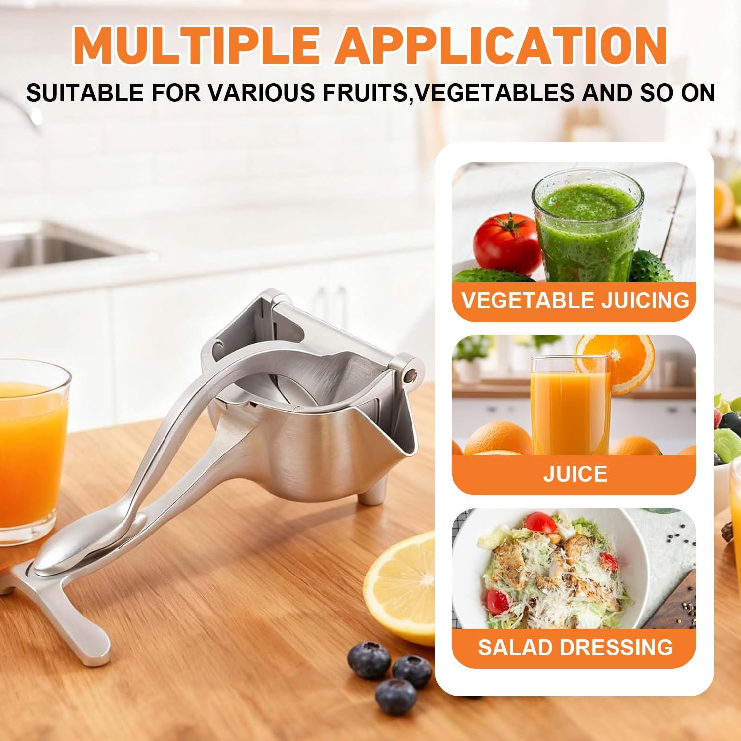 Hand Juicer Squeezer, Heavy Duty Fruit Juice Squeezer Handheld, Manual Juicer Hand Press with  Grip, Cast Iron Juice Extractor for , Citrus, Orange, Lime, Grapefruit, Pomegranate (1PC)