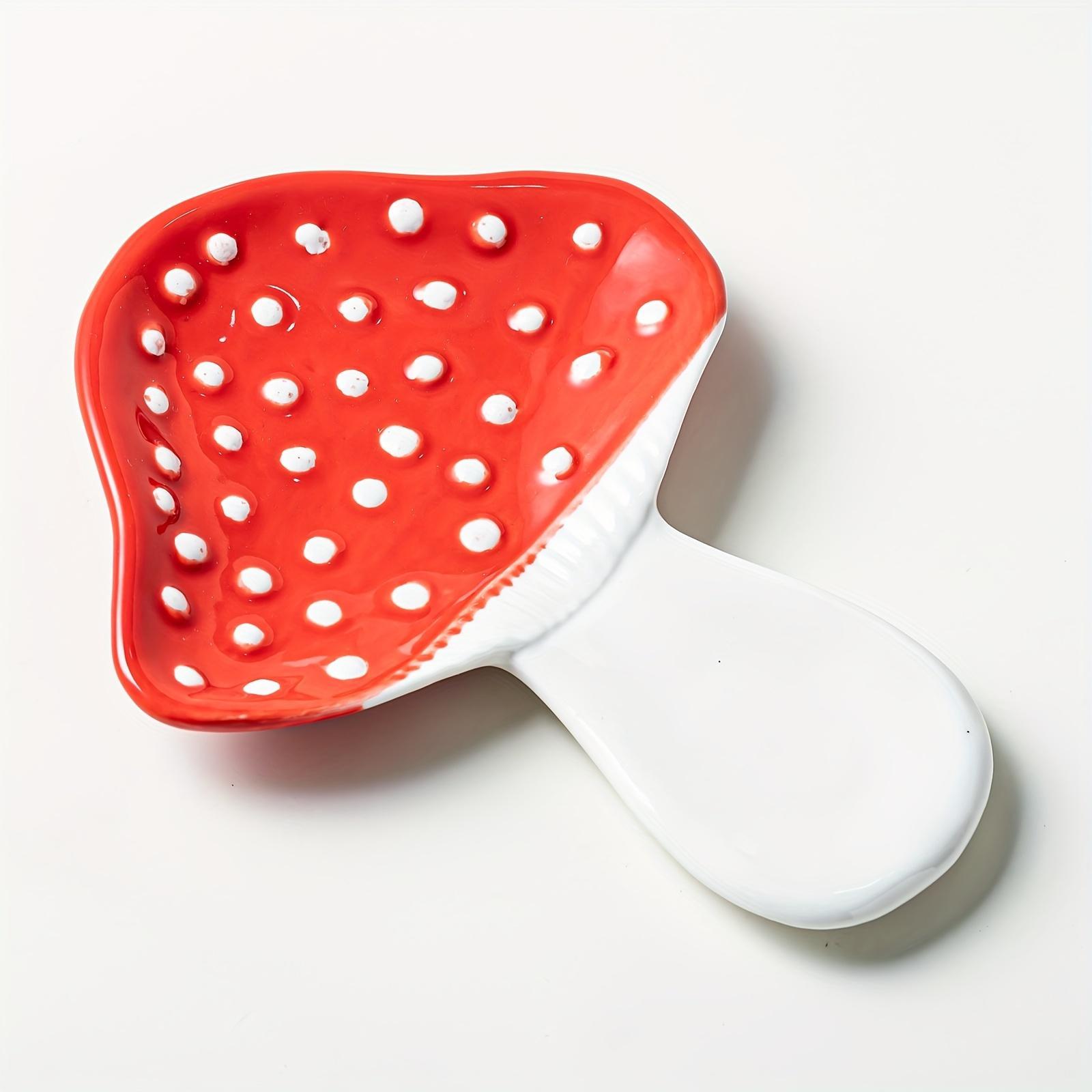 1pc Ceramic Mushroom Shaped Spoon Holder, Cute and Durable, Suitable for Stove Top and Kitchen Countertop, Tool Holder for Soup Spoon, Coffee Spoon, Spatula Holder and Cutlery Holder