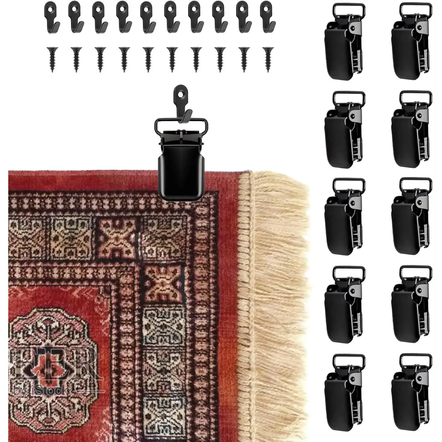 KVTTOZA 10 Pack Heavy Duty Tapestry Hangers Clips, Metal Non-Slip Rug Wall Hanging Clamps for Wall Tapestry Display, Damage-Free Quilt Hangers for Tapestries, Rugs, Blankets, Banners, Flags