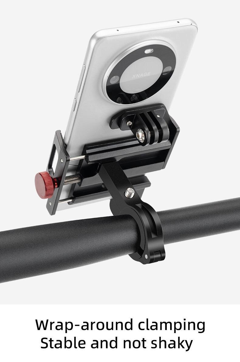 ROCKBROS S Shaped Bicycle Phone Holder Aluminum Alloy Adjustable Bike Mobile Phone Stand Bracket Mechanical Locking Cycling Mount for Cell Phone 4.7-7 inch