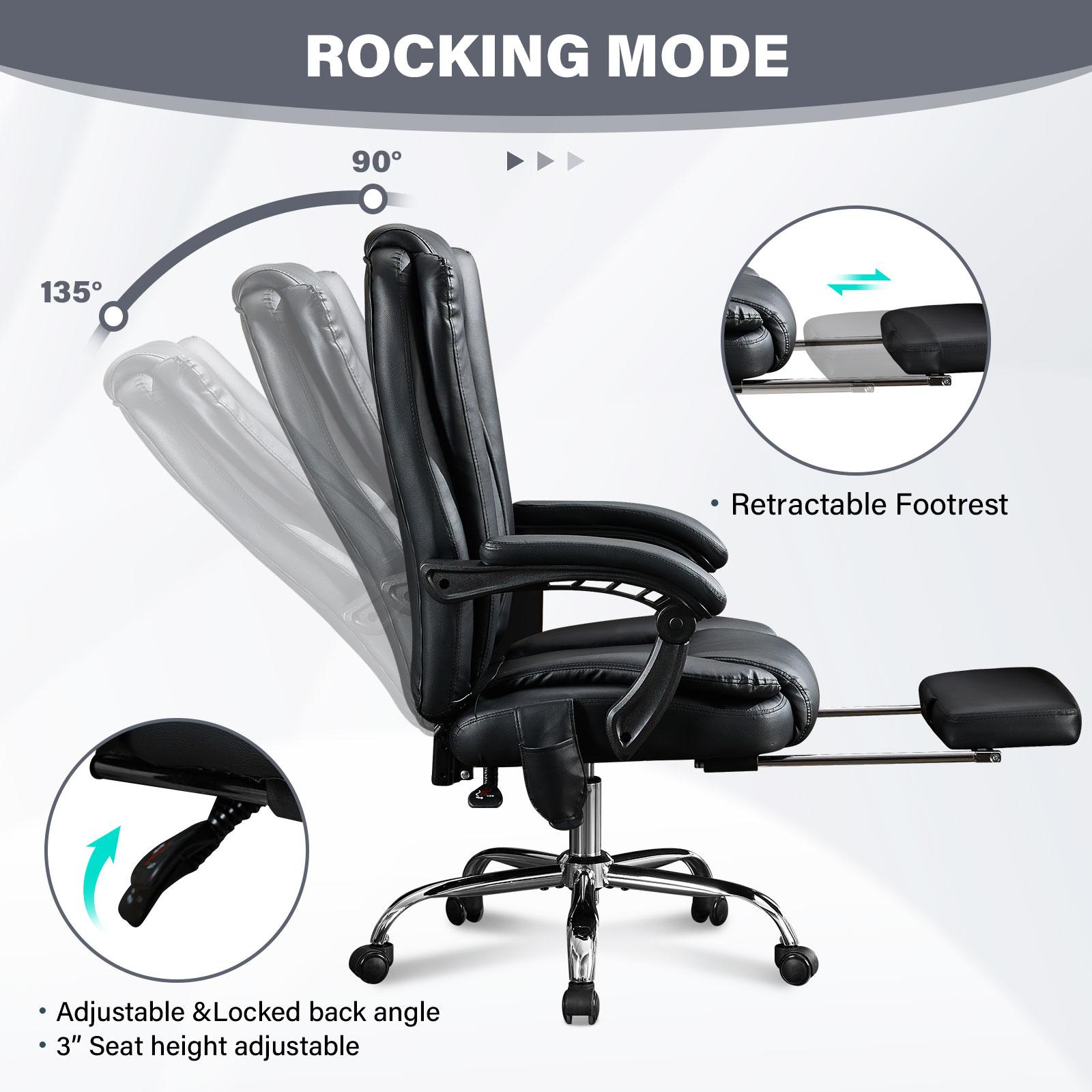Executive Massage Chair with Heat: 6-Vibration Points, Retractable Footrest, Padded Armrests & Swivel Wheels