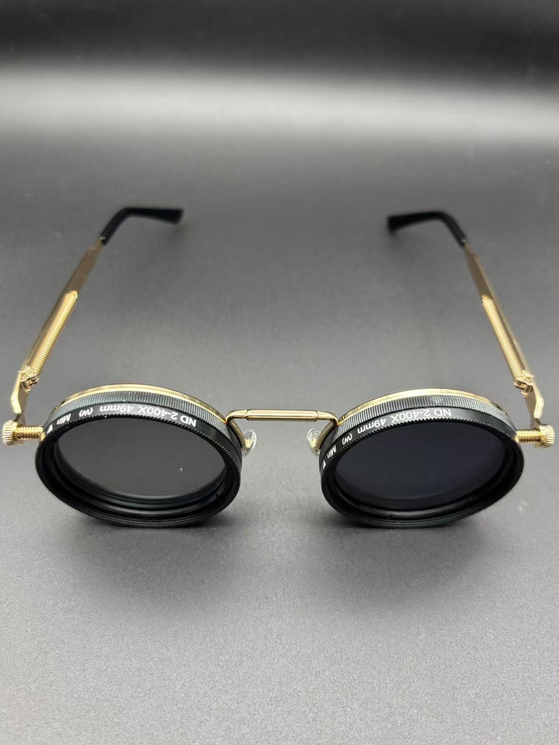 Steampunk Round Adjustable Rotating Aluminum Magnesium Lenses, Fashion Glasses Unisex Polarized Colors Adjustable, All Seasons