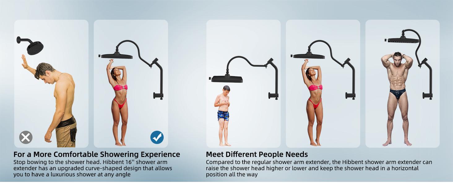 Hibbent Upgraded 5-spray 13'' Shower Head for Easy Reach, High Pressure Rainfall Showerhead Combo with 10-mode Handheld Spray, 12'' Extension Arm, 4-way Diverter, 71'' Hose, Showerhead Holder, Black