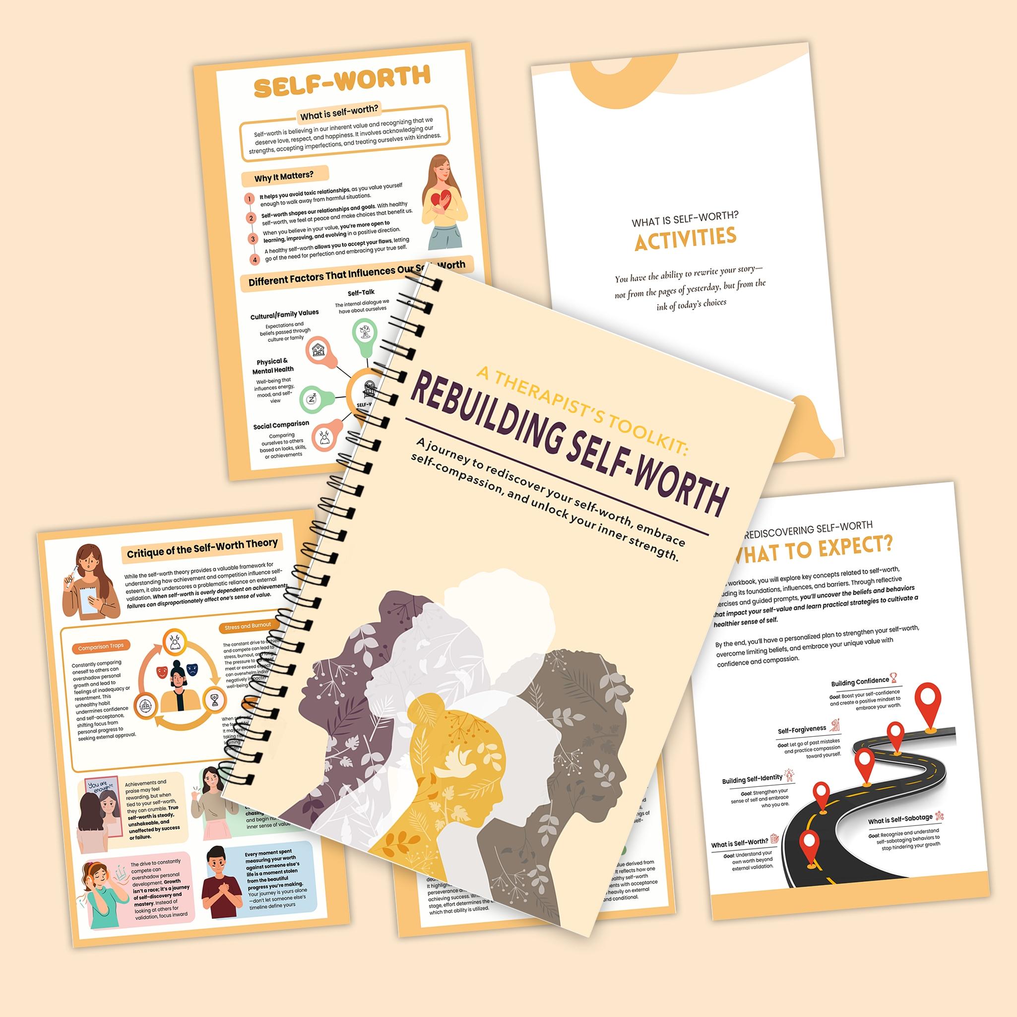 A5 Size Self-Esteem Rebuilding Guide Workbook, Discover Your Value, Cbt Tools, Structured Exercises, Build Healthy Self-Identity