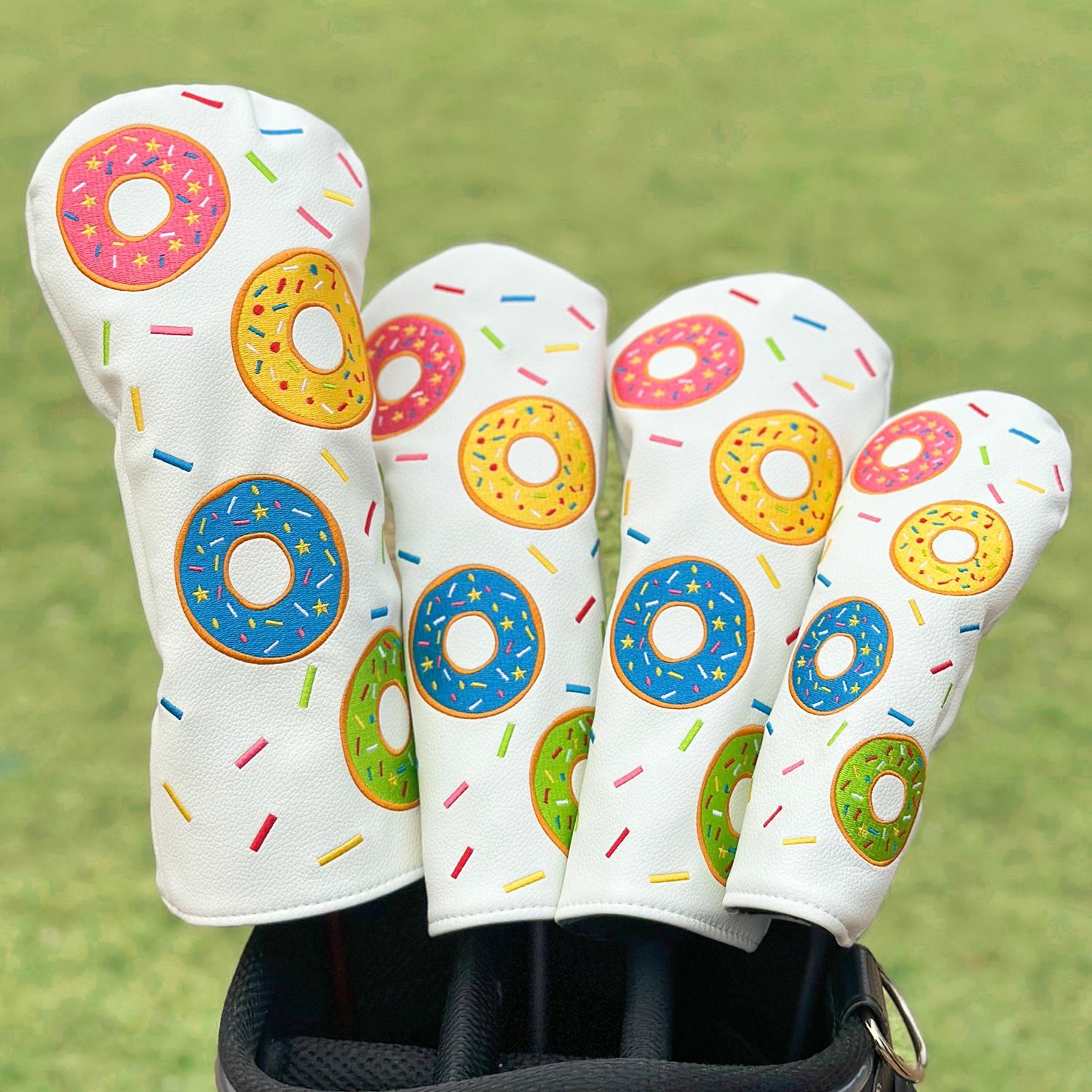 Donut Golf Club Head Cover, 1pc/4pcs Driver Fairway Hybrid Headcovers, Durable Protective Golf Accessories for Golfers