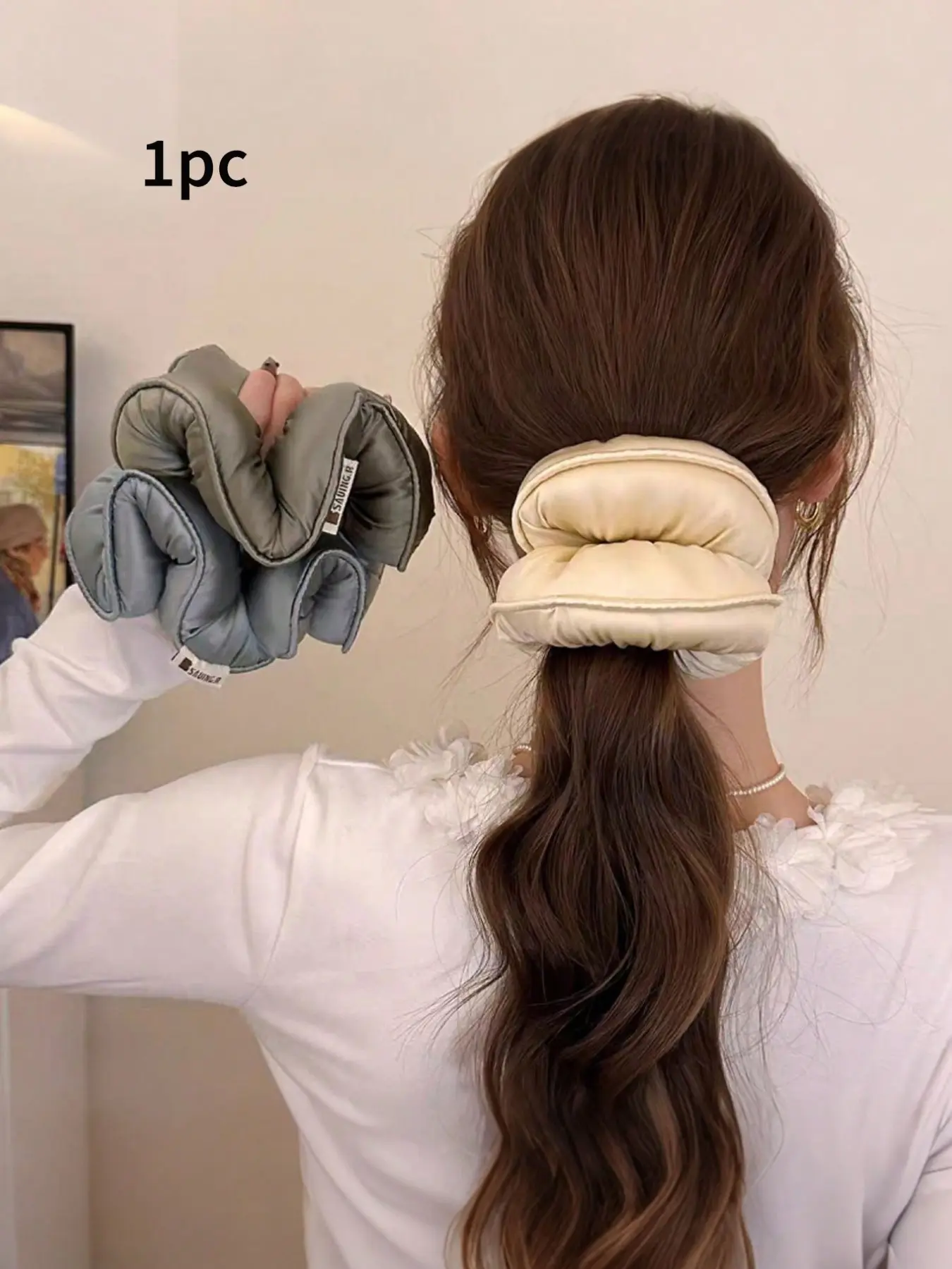 1pc Ultra Soft Satin Hairband Set, 3D Thick Large Hair Tie, Simple Versatile, Perfect for Bun and Low Ponytail, Essential Women's Hair Accessory