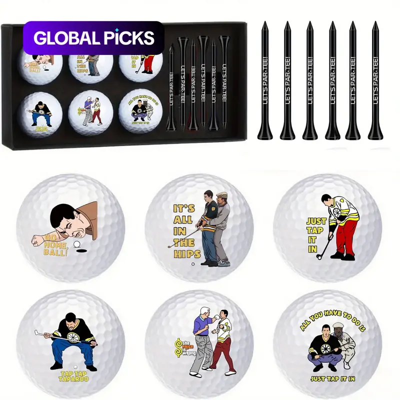 13Pcs Happy Gilmore Design Golf Gift Set, 6Pcs Golf Balls & 6Pcs Tees & 1Pc Box, Funny Golf Accessories, Retirement Gifts for Dad, Husband & Grandpa, Ideal for Golf Enthusiasts, Golf Gear, Golf Kit, Golf Item #GLOBAL PICKS