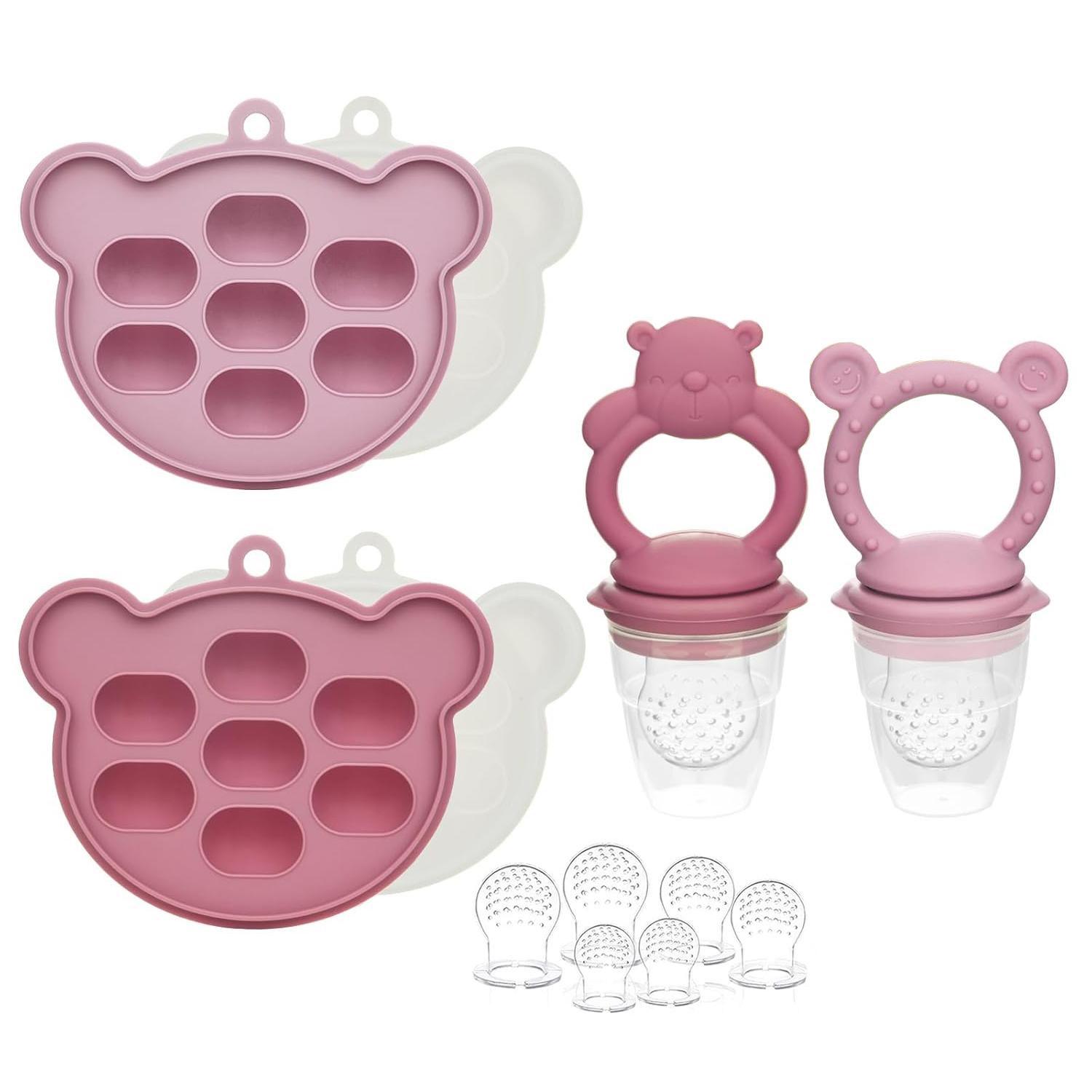 Baby Popsicle Molds & Baby Fruit Feeder, Silicone Ice Molds and Teething Pacifier Feeder and Teether for Babies, Baby Feeder