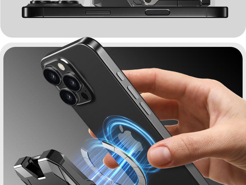 i-Blason Metal Lock MagSafe Wallet – Holds 6 Cards | RFID Blocking | Kickstand | Strong Magnet (3000g) | for iPhone 12-16 & Non-MagSafe Phones