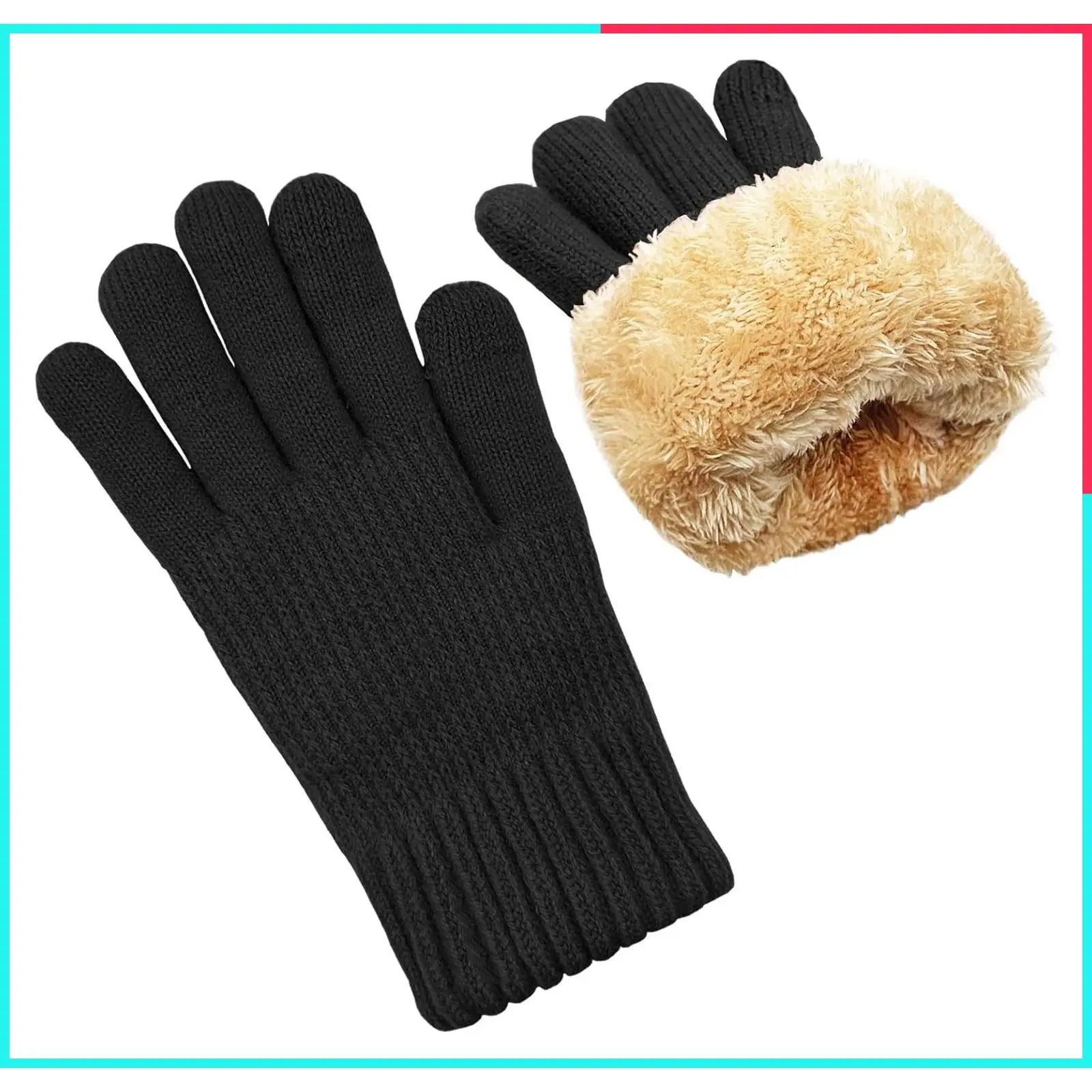 Women's Winter Gloves Touchscreen Warm Wool Knit Fleece Lined Windproof Thermal for Cold Weather