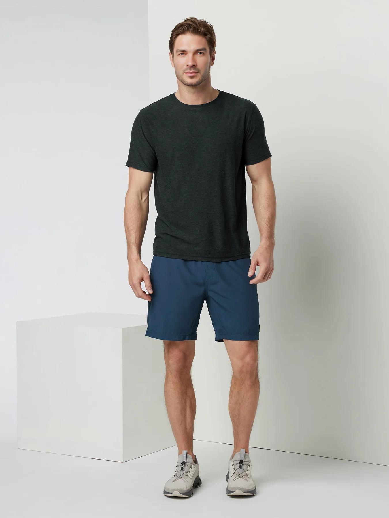 Fioboc Velou Crew Neck Tee, Men's Short Sleeve T-Shirt, Moisture-Wicking, Quick-Dry Athletic Performance Tee for Gym, Running & Workout Sports