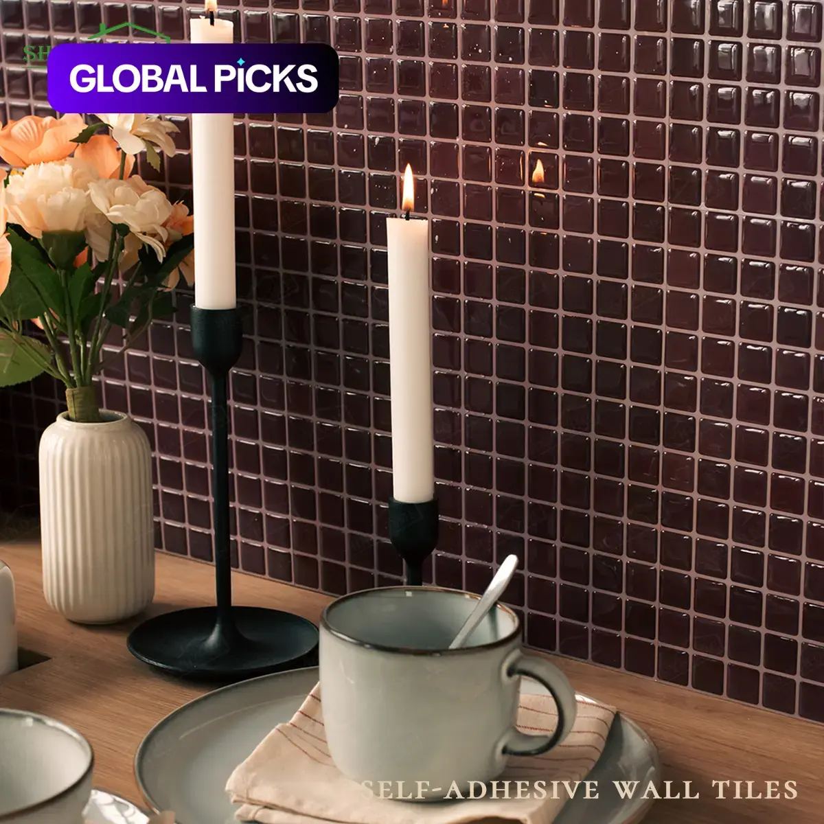 10 Sheets SHINYHOME Self-Adhesive Waterproof & Oil-Proof Removable Decorative Backsplash Tiles, Peel & Stick Wallpaper-like DIY-Friendly Renovation Panels for Kitchen, Bathroom Backsplash Tile Stickers #GLOBAL PICKS
