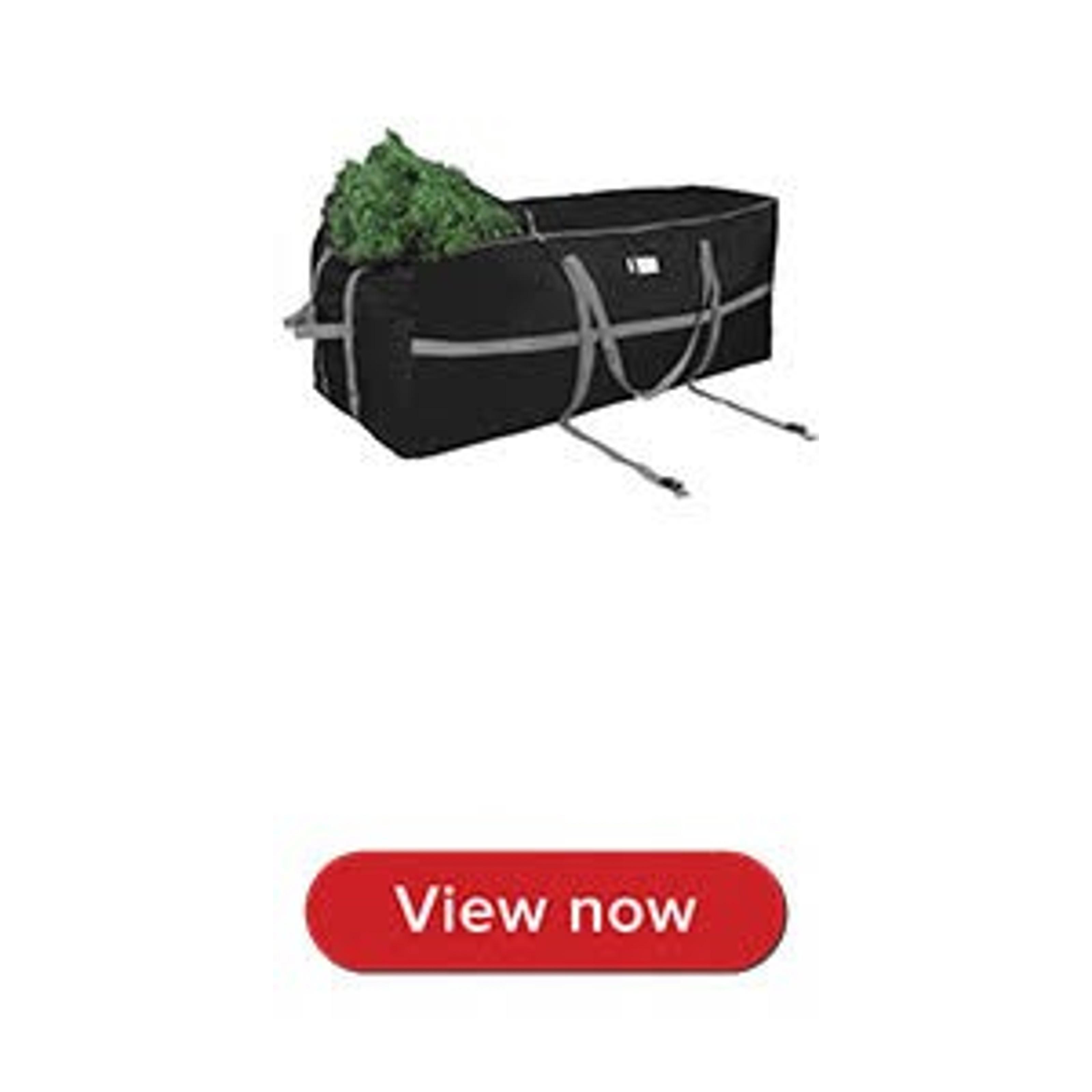 Propik 24" Wreath Storage Bag, Black Tear Resistant Holiday Garland Container, Easy Storage with Heavy Duty Handles & Transparent Card Slot, 24” X 24” X 8”