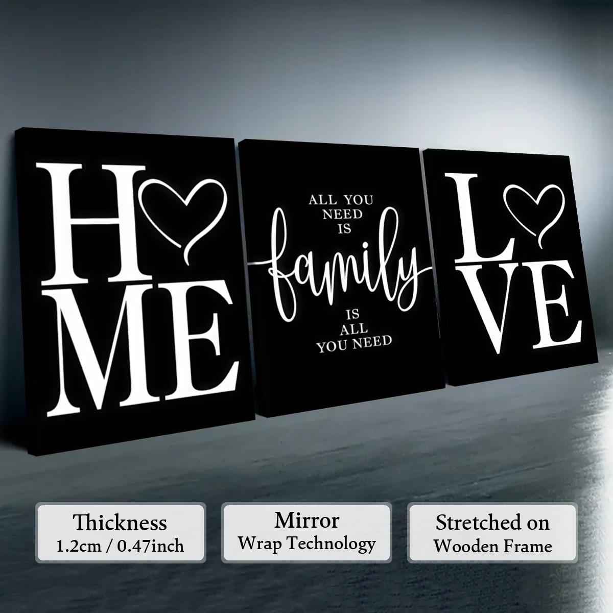 3 Counting wooden frame canvas, colorful simple family love art poster, living room decorative painting, modern art, Home, suitable for corridor and wall art, Wall Decoration, high-definition printing, waterproof artwork