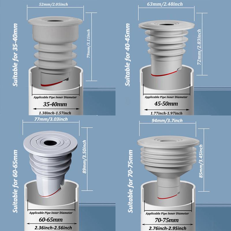 Silicone Bathroom Sewer Seal Ring, Kitchen Sink Sewer Pipe Plug, Washing Machine Anti-odor Leakage Floor Drain Connector Stopper