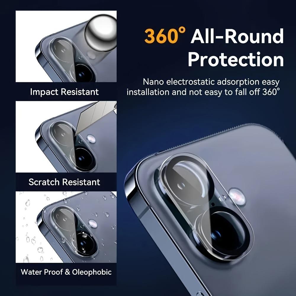 3 Pack Ultra HD Phone Camera Lens Protector, Accessories For iPhone 17/16/15/14/13/12/11/17 Pro Max/16 Pro Max/15 Pro/Plus/Mini, 3D Tempered Glass Camera Lens Protector, 9H+ Hardness, Anti-Scratch, Full Coverage, Case Friendly, Easy Installation