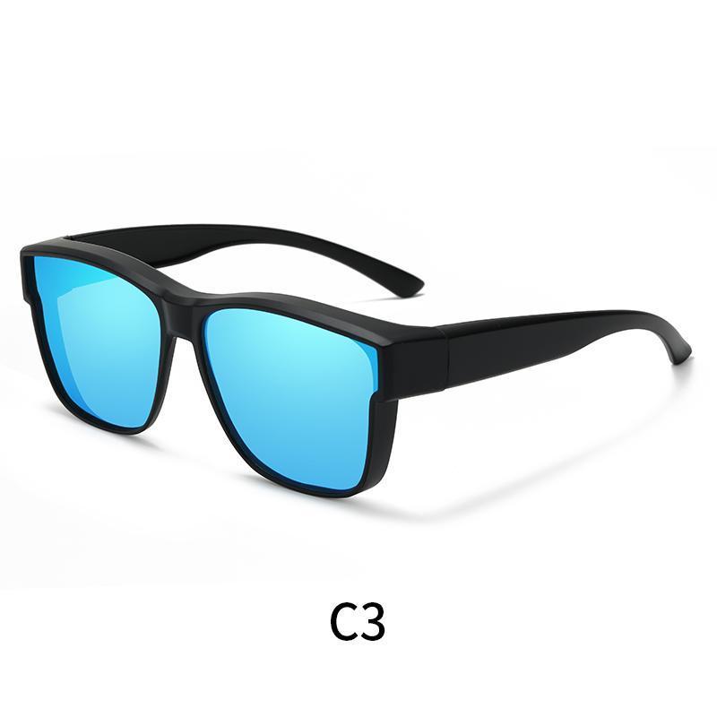XUH 3pcs Unisex Nylon Flip-Up Overglasses Sunglasses - Black Frame, Silver Mirrored Lenses, UV400 Sun Protective, Easy Adjustment, Dual-Use for Myopia Wearers, Driving, Fishing, Mirrored Shades