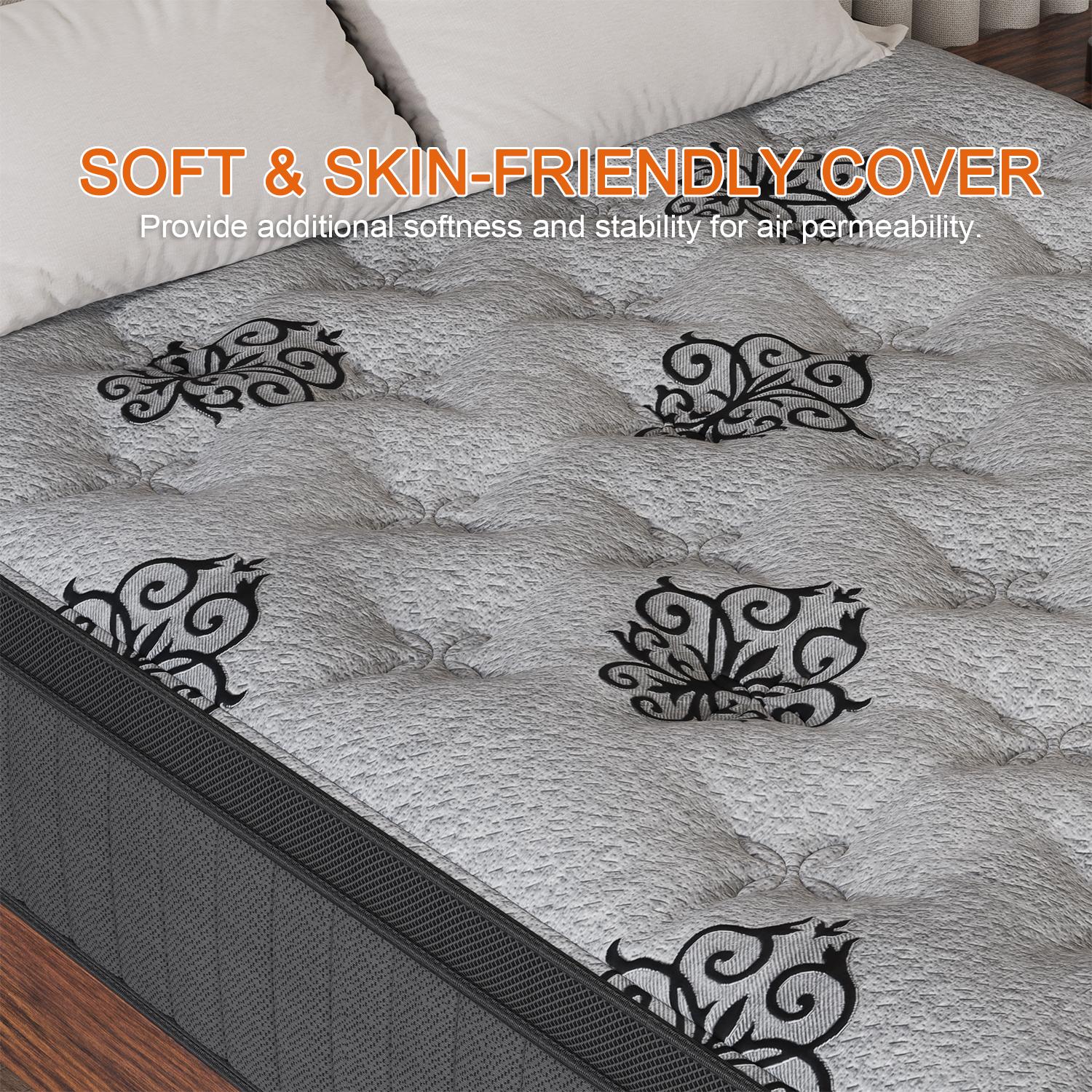 Twin Full Queen King Mattress in a Box, 9/12/14 Inch Hybrid Mattresses with Gel Memory Foam and Individually Pocket Innerspring Euro Top Medium Firm for Motion Isolation, Edge Support