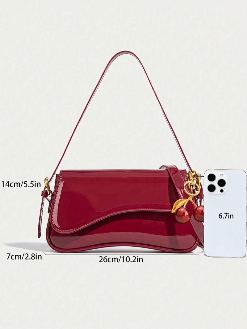 Women's Solid-Color Shoulder Bag, Fashionable PU Leather Crossbody Bag for Daily Use, Trendy Versatile High-quality Commuting Bag