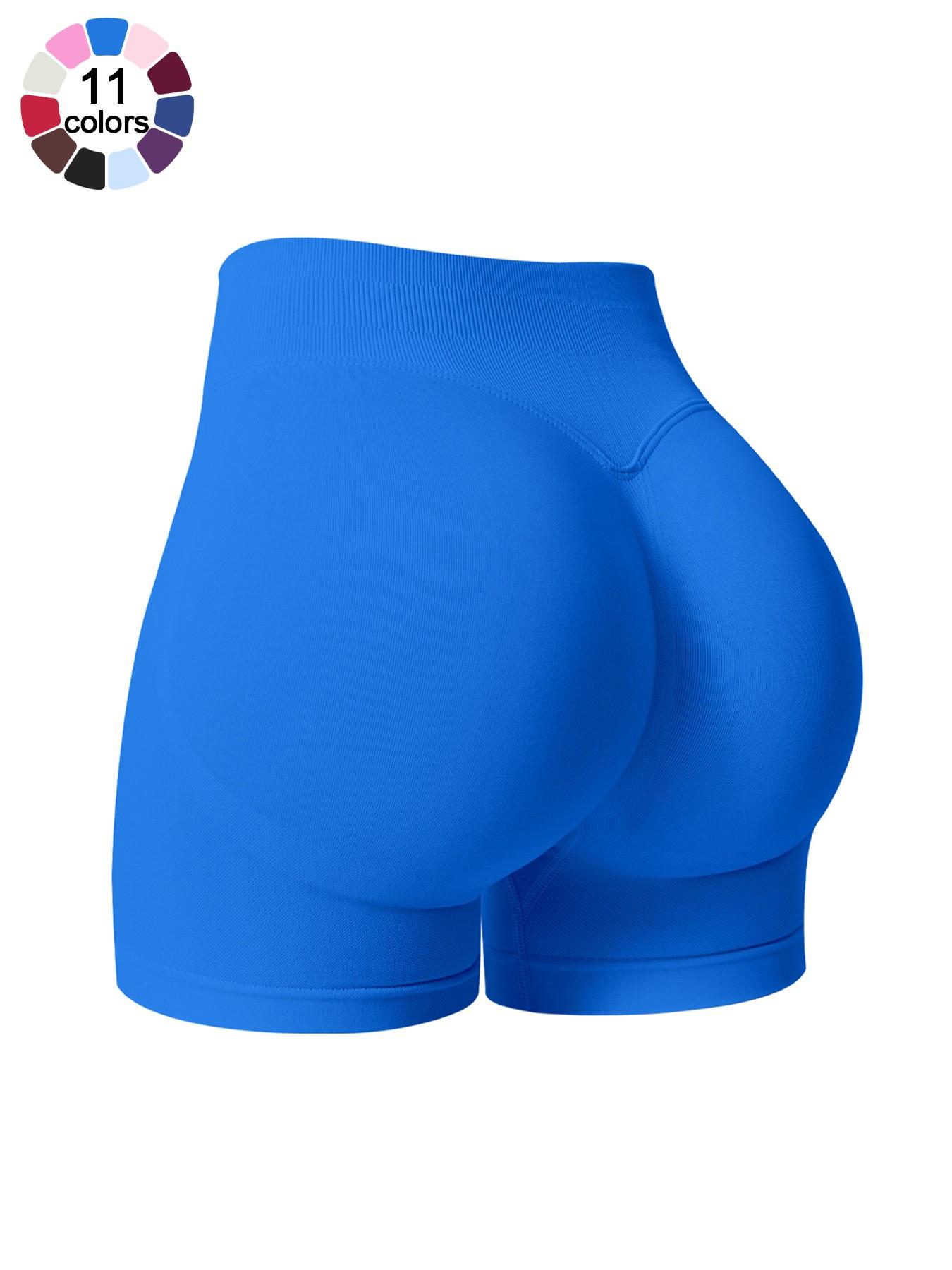 Women's Solid Color Sports Shorts 4 Way Stretch No Show Breathable Soft Comfortable High Waist Butt Lifting Shaping Active Bottoms Shorts Gym Training Seamless Peach Butt Shorts Outdoor Running Cycling Indoor Pilates Daily Versatile Yoga Shorts