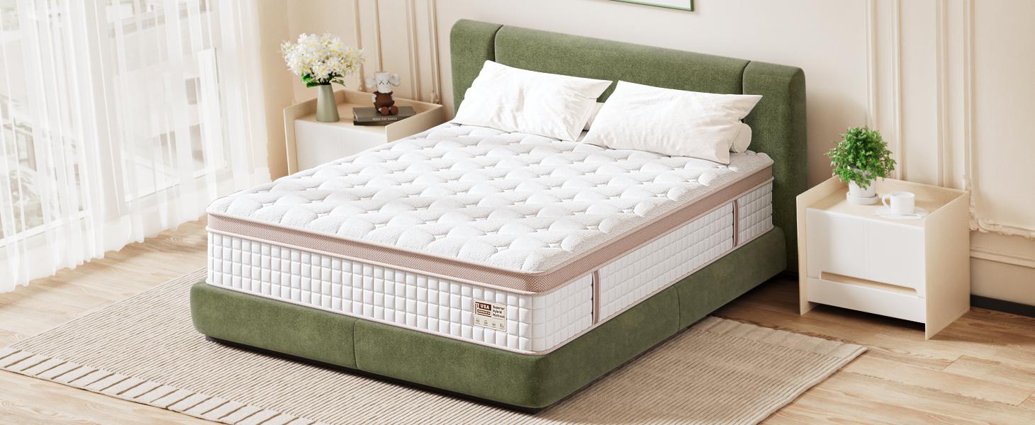 FlexPedic 12-14 Inch Extra Firm Hybrid Mattress, Queen/King, Gel Memory Foam & Pocket Springs for Pressure Relief & Motion Isolation, Fiberglass-Free