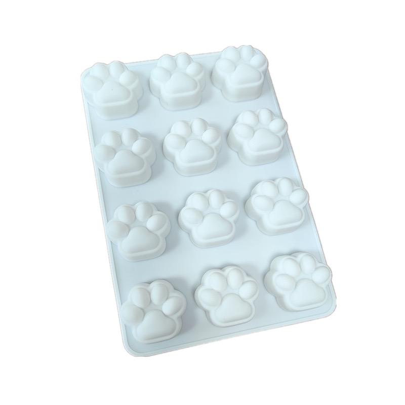12-Compartment DIY Silicone Cat Paw Mold, Food Grade Baking Mold, Easy Clean, Semi-3D Cute Cat Paw Cake Mold, Soap & Gypsum Mold