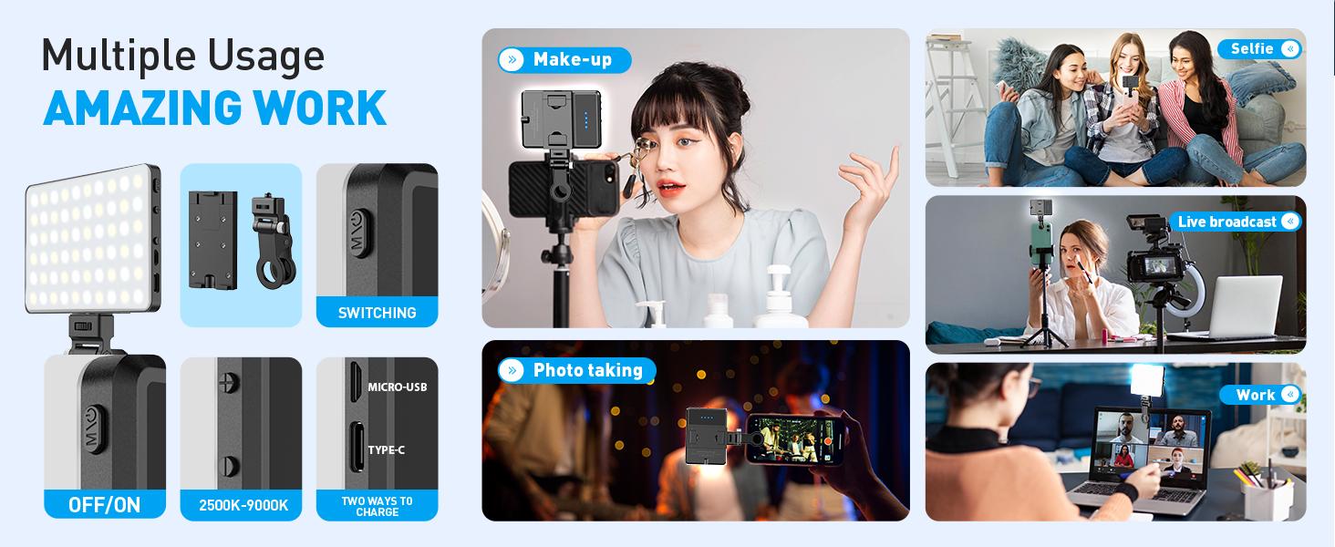 Vlog tiktok Selfie Fill Light,Led High Power Rechargeable Clip Fill Video Conference Light with Front&Back Clip, Adjusted 3 Light Modes for Phone, Laptop, for Makeup Vlog tiktok Selfie Fill Light,Led High Power Rechargeable Clip Fill Video Conference Light with Front&Back Clip, Adjusted 3 Light Modes for Phone, Laptop, for Makeup