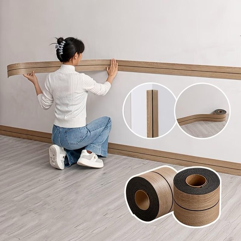 3D Retro Peel and Stick Baseboard, Waterproof Wall Border Decoration, Wall Skirting Board Molding Decoration, Bedroom, Living Room, Kitchen, Bathroom DI