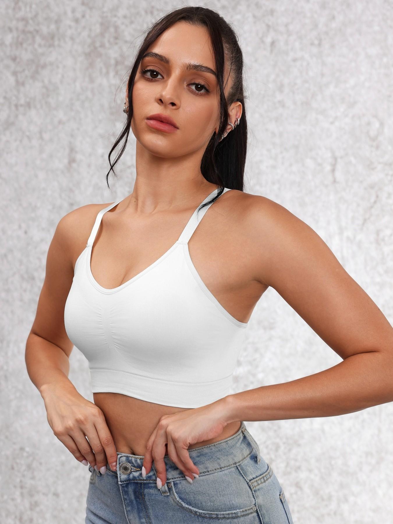 Women's Solid Seamless Sports Bra, Breathable Comfortable Activewear, Yoga Sports Bra, Ideal for Sports and Daily Wear in All Seasons