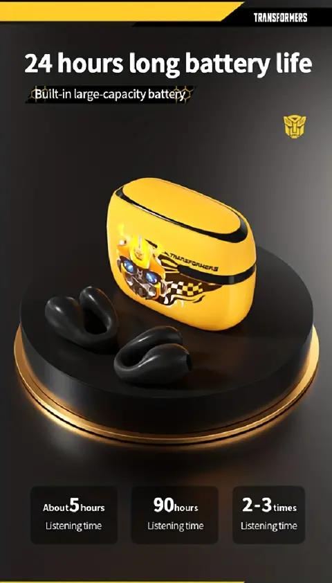 TRANSFORMERS TF-T05 Open Ear Clip Earbuds Bluetooth 5.4 Wireless Headphones with HD mic and 60 Hours Music Game Dual Mode,IPX4 Waterproof Fitness Running Earbuds