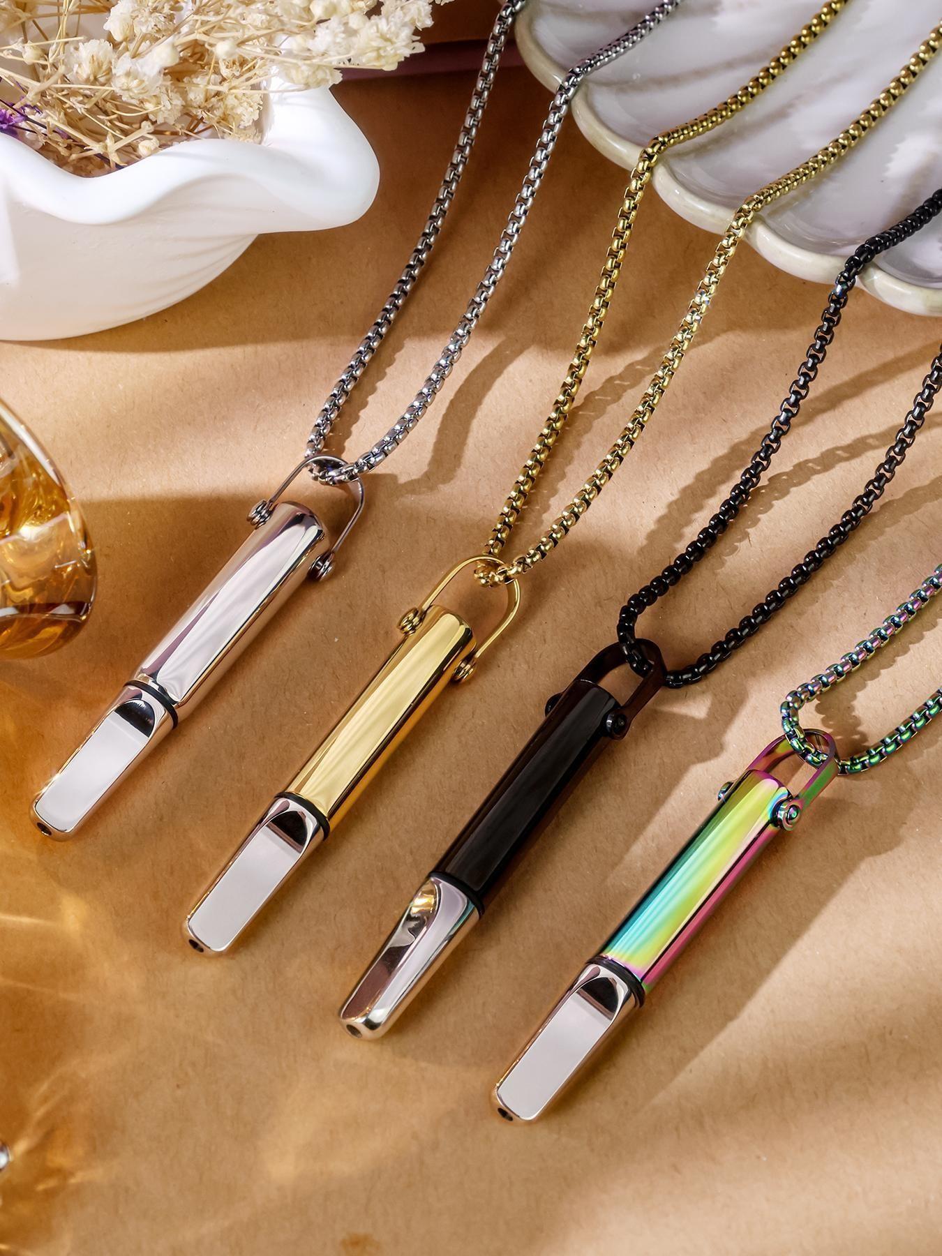 Breath Necklace Stainless Steel Detachable Anxiety Relief Pendant, Mindfulness Breathing, Stress Relief Jewelry, Unisex Gift