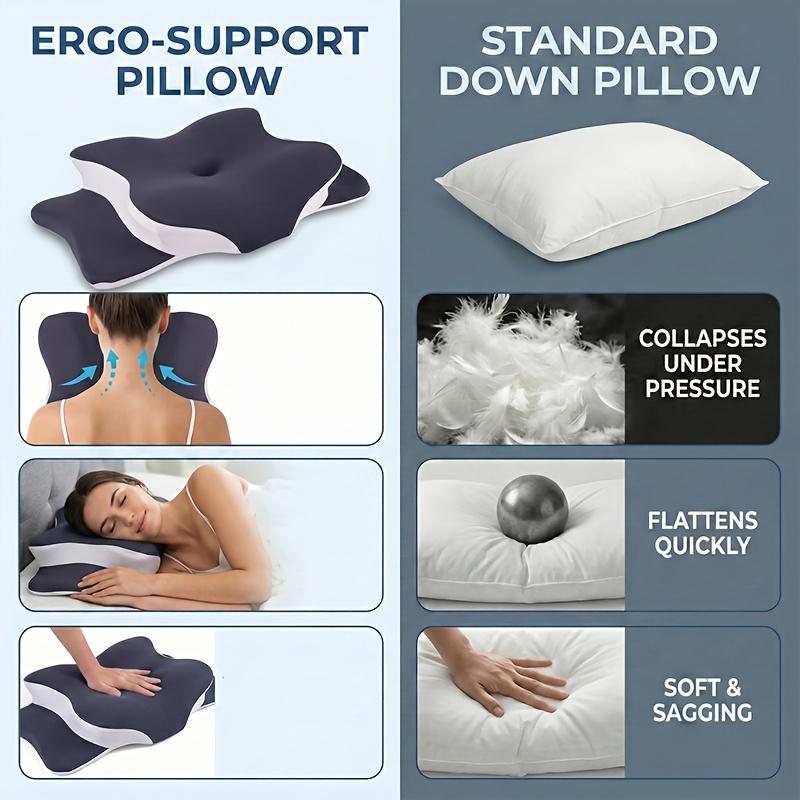 WKEFF Cervicalpillow, sleeping neckpillow, butterfly-shaped memory foam pillow, ergonomic cervical support pillow, rebound sleeping and neck relaxation pillow, bedding suitable for supine and side sleeping, sleeping pillow with machine washable pillowcase