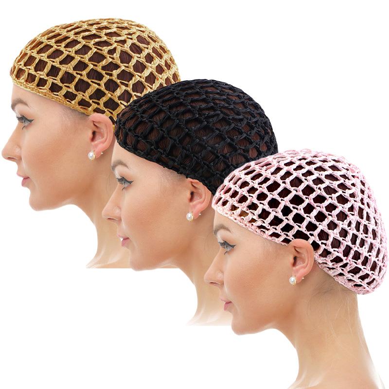 3pcs Set Mesh Crochet Hair Net Woven Hair Cap Bonnet Night Cap Sleep Cap For Women Wig Head Cover Accessories Shower Essentials Autumn beanies