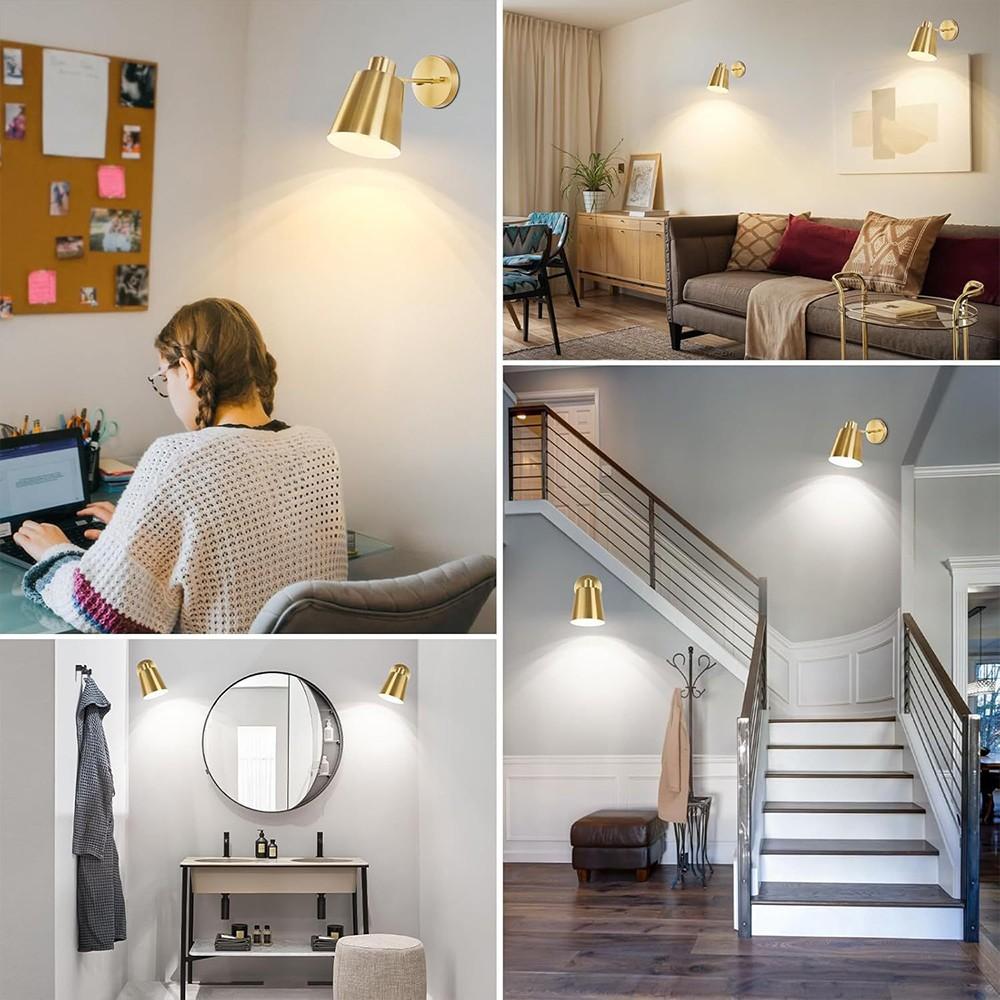 2-Pack Battery-Powered Wall Lamp, Black/Gold, Rechargeable Wall Light, Adjustable Bulb with Remote, 12 Colors, for Bedroom Living Room