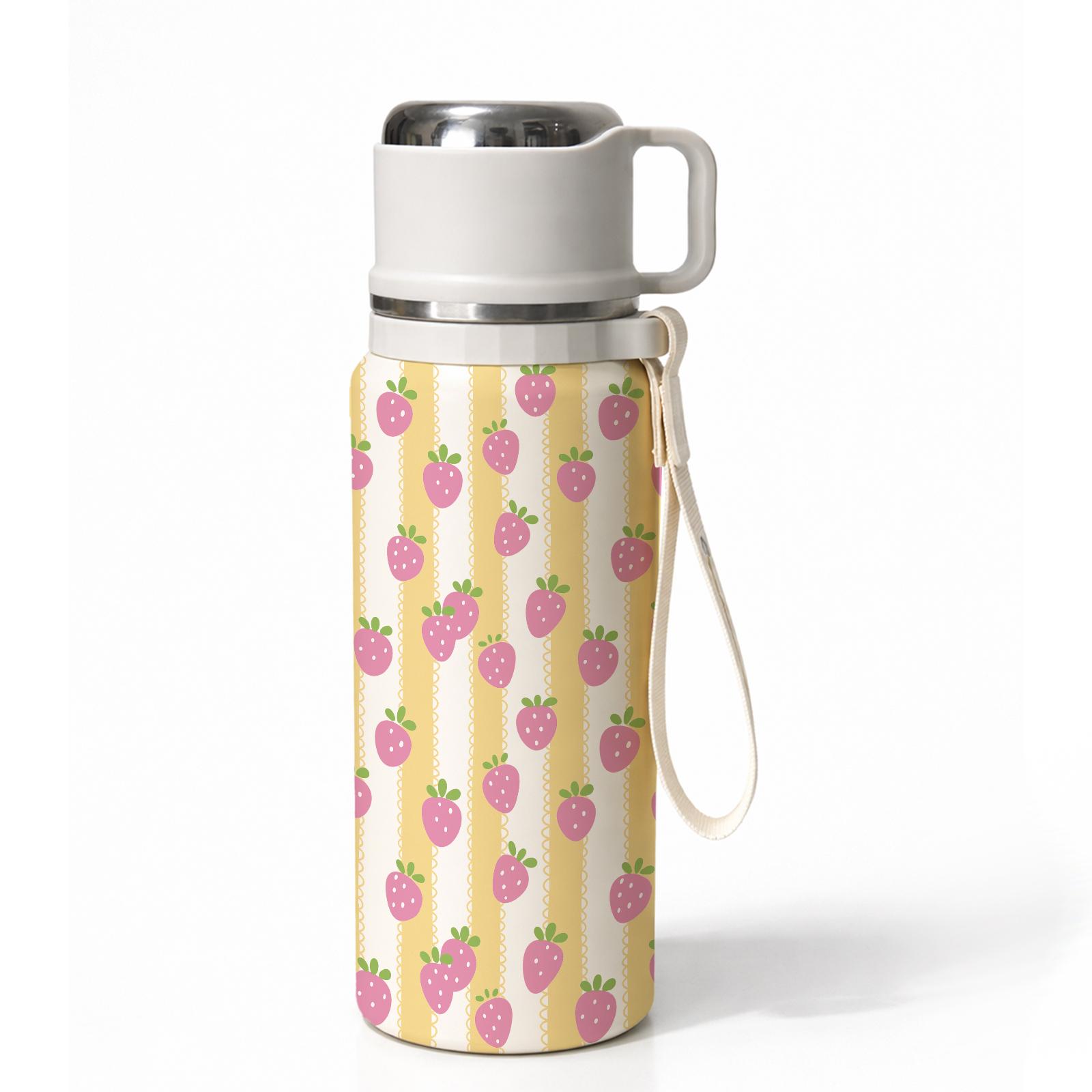 1 Pc Vacuum Mug, 600ml Thermal Mug, Double Wall Insulated Cup, Leak Proof Skinny Tumbler With Handle And Strap, 48 Hours Hot 24 Hours Cold, Portable Travel Mug For Coffee Tea Milk, Gift For Women Men Holiday Daily Use