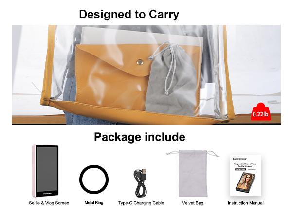 Newmowa Magnetic Phone Vlog Selfie Monitor Screen, 1080P Wireless Recording, Using Phone Rear Camera for Selfie Vlog Live Stream TikTok, Compatible with iPhone(Support 4K 30fps Wired Recording) Newmowa Magnetic Phone Vlog Selfie Monitor Screen, 1080P Wireless Recording, Using Phone Rear Camera for Selfie Vlog Live Stream TikTok, Compatible with iPhone(Support 4K 30fps Wired Recording)