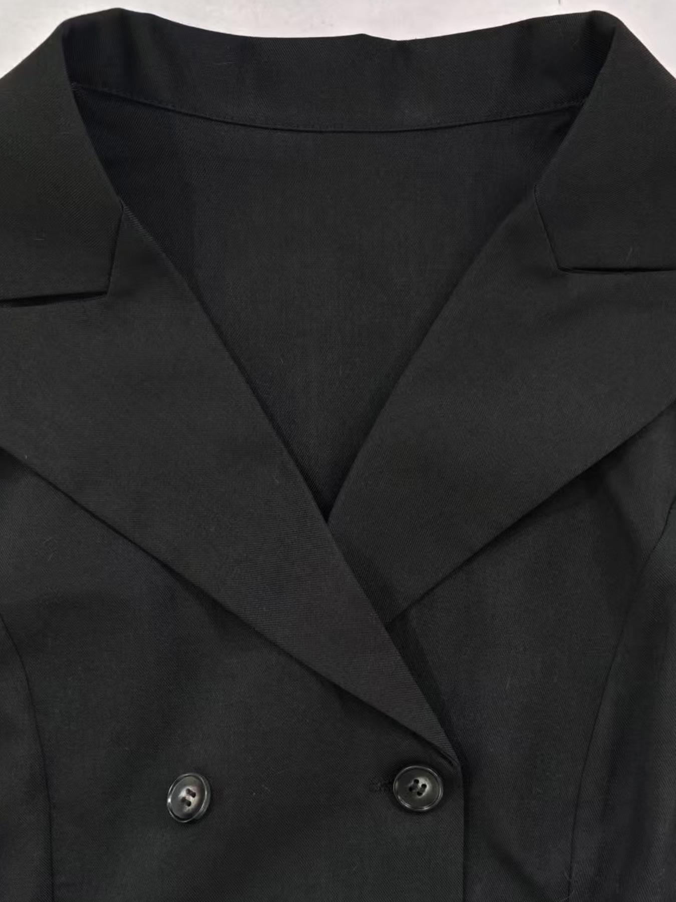 Women's Fashionable Chic Notched Collar Vest, Slim Fit, Double Button Closure, Sleeveless Design, Lightweight, Casual & Elegant Style