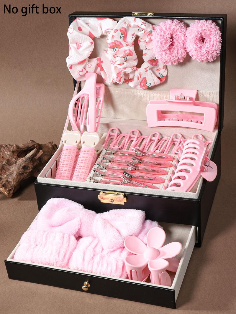 Cute Elastics Hair Accessories Set, Including Hair Clips & Hair Ties & Hair Claws & Hair Brushes, Multifunctional Hair Accessories for Women & Girls