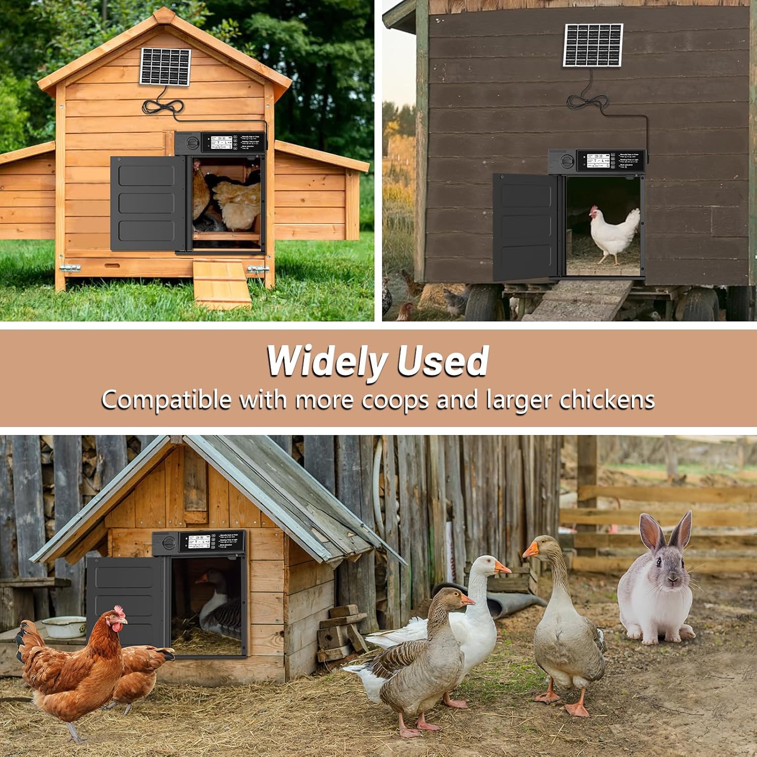 Solar-Powered Automatic Chicken Coop Door, Timer & Light Sensor Pivot Gate, Anti-Collision Auto Chicken Door, Efficient Farm Access Solution