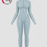 【Black Friday】Women's Zip-Up Mock-Neck Jumpsuit, High-Stretch Fitted Sports Jumpsuit, Casual Sporty Jumpsuit for Women, Tight-Fitting Jumpsuit
