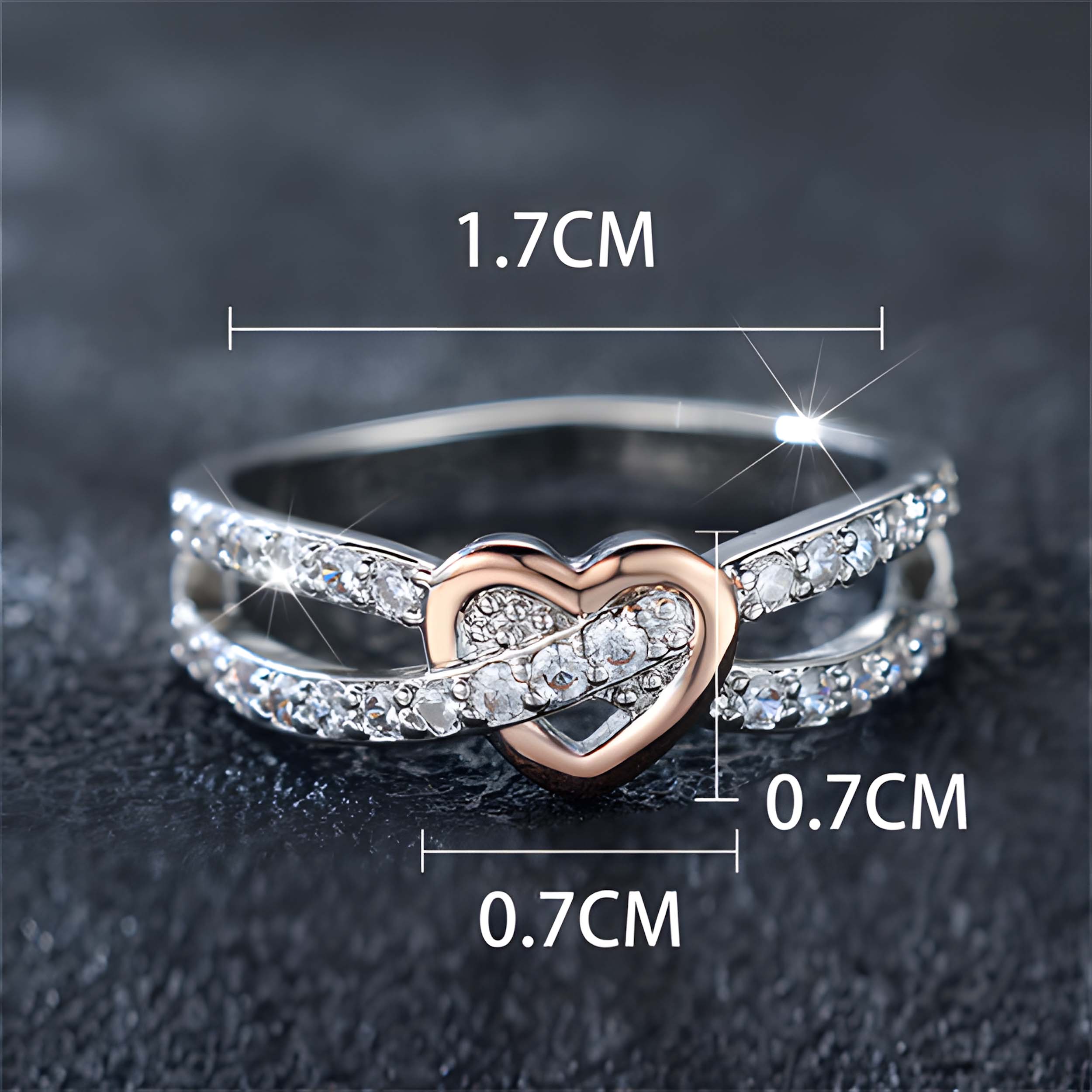 Women's Infinity Heart Shaped Promise Love Shaped Cubic Zirconia Female Ring Valentine's Day Gift Couple Ring Exquisite Packaging Size (6-10) SpringStatements