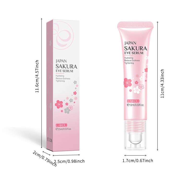 15ml Comfort Natural Sakura Extract Eye Serum & Eye Roller, 1 Count Skincare Eye Nourishing Cream, Eye Gel Cream for Under Eye Treatment, Facial Detailing Beauty Makeup Cosmetic Tool, Moisturize