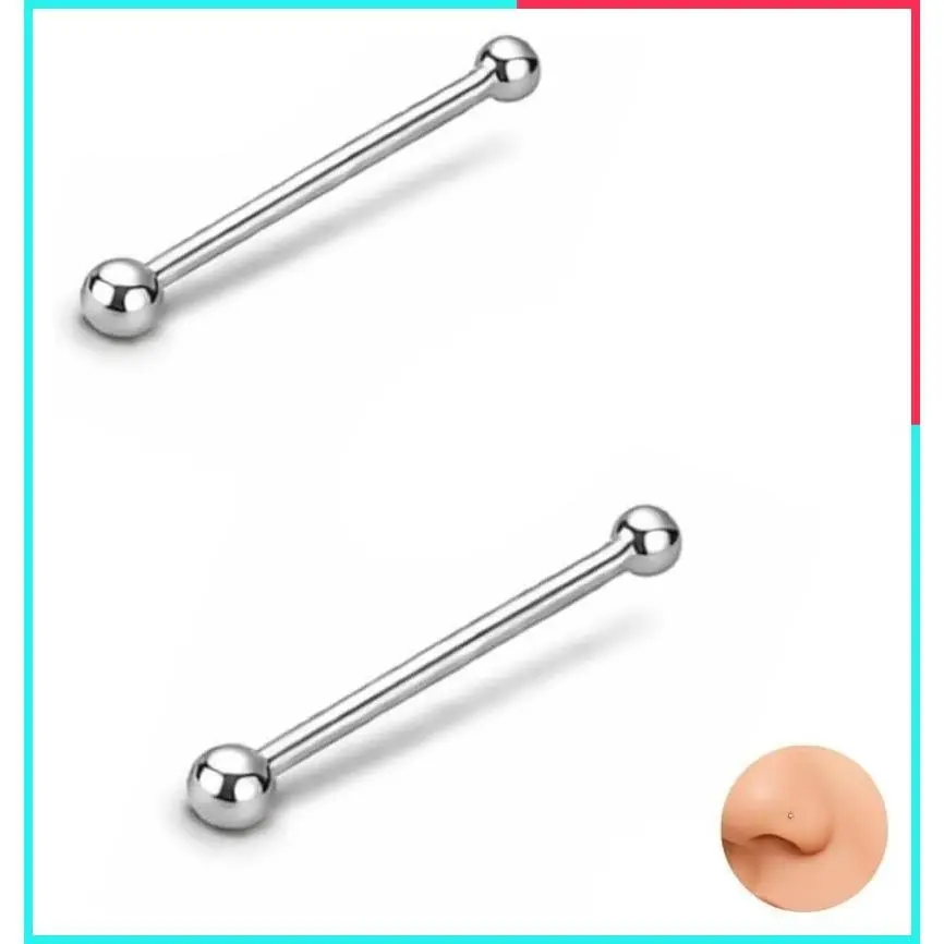 Set of 2 Tiny Sterling Silver & Gold Plated Nose Studs, Ball Nose Bone Piercing Jewelry, 21G/22G/24G, 1mm/1.5mm/2mm, Hypoallergenic Minimalist Nostril Piercing Gift Box