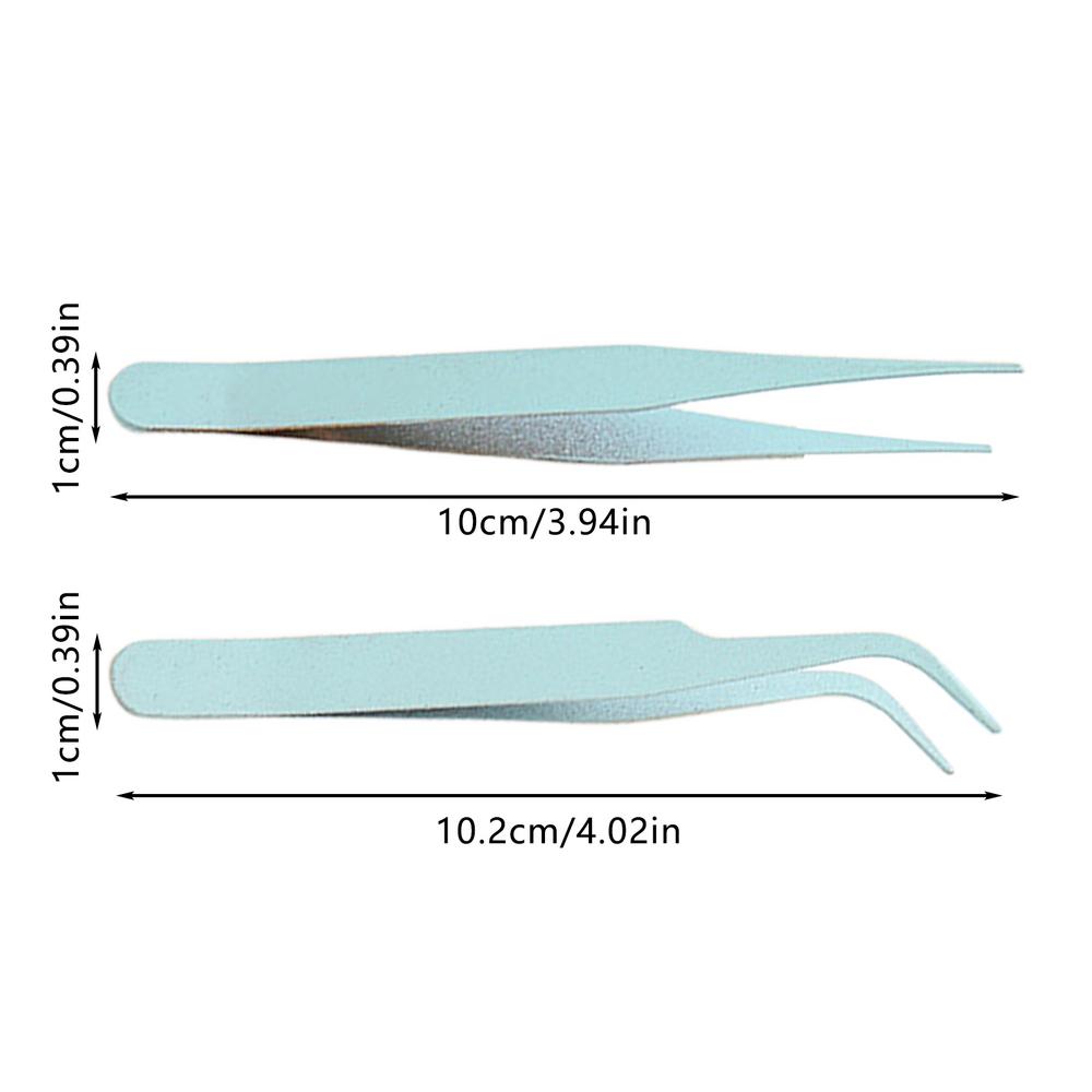 Elbow Tweezers for Stickers 2pcs DIY Eyelash Tweezers Straight Tweezers Solid Color with Cover Decal Craft DIY Eyelash Tool Office Supplies