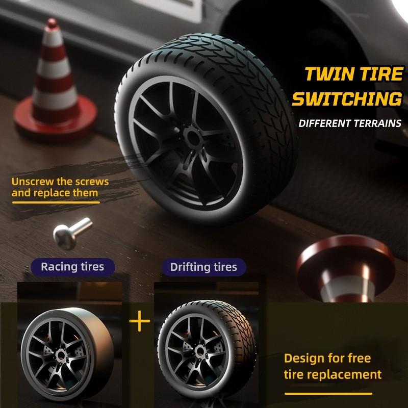 High-Speed Remote Control Drift Car with Lights, Realistic Design, 2.4g Controller, Includes Drifting Wheels, Birthday Gift, Unisex, Drift Rc Car