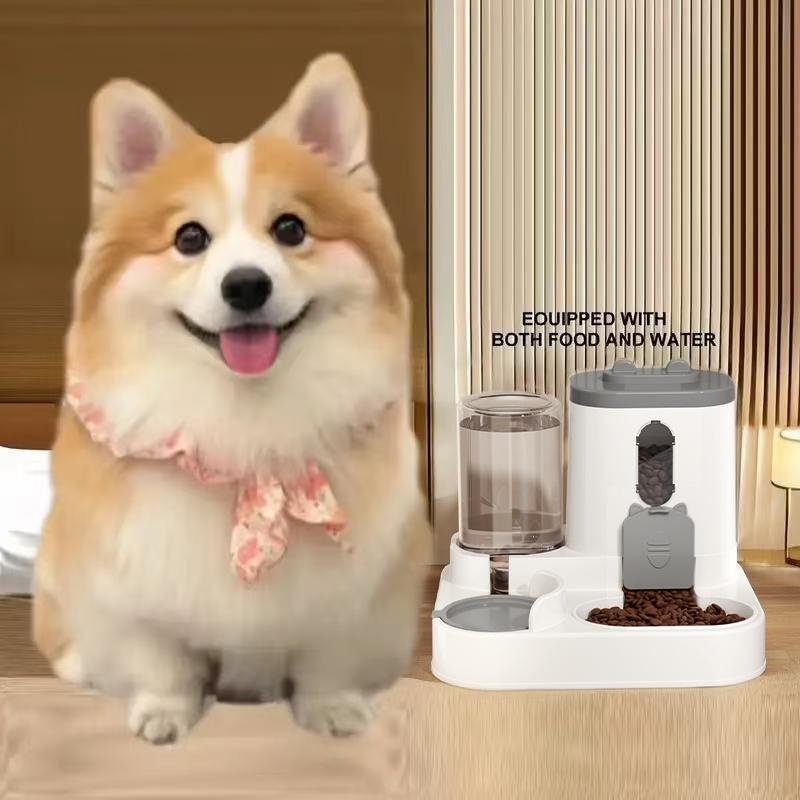2-in-1 Cat Food and Water Dispenser, Automatic Feeder and Water Fountain, Cute Pet Water Bottle